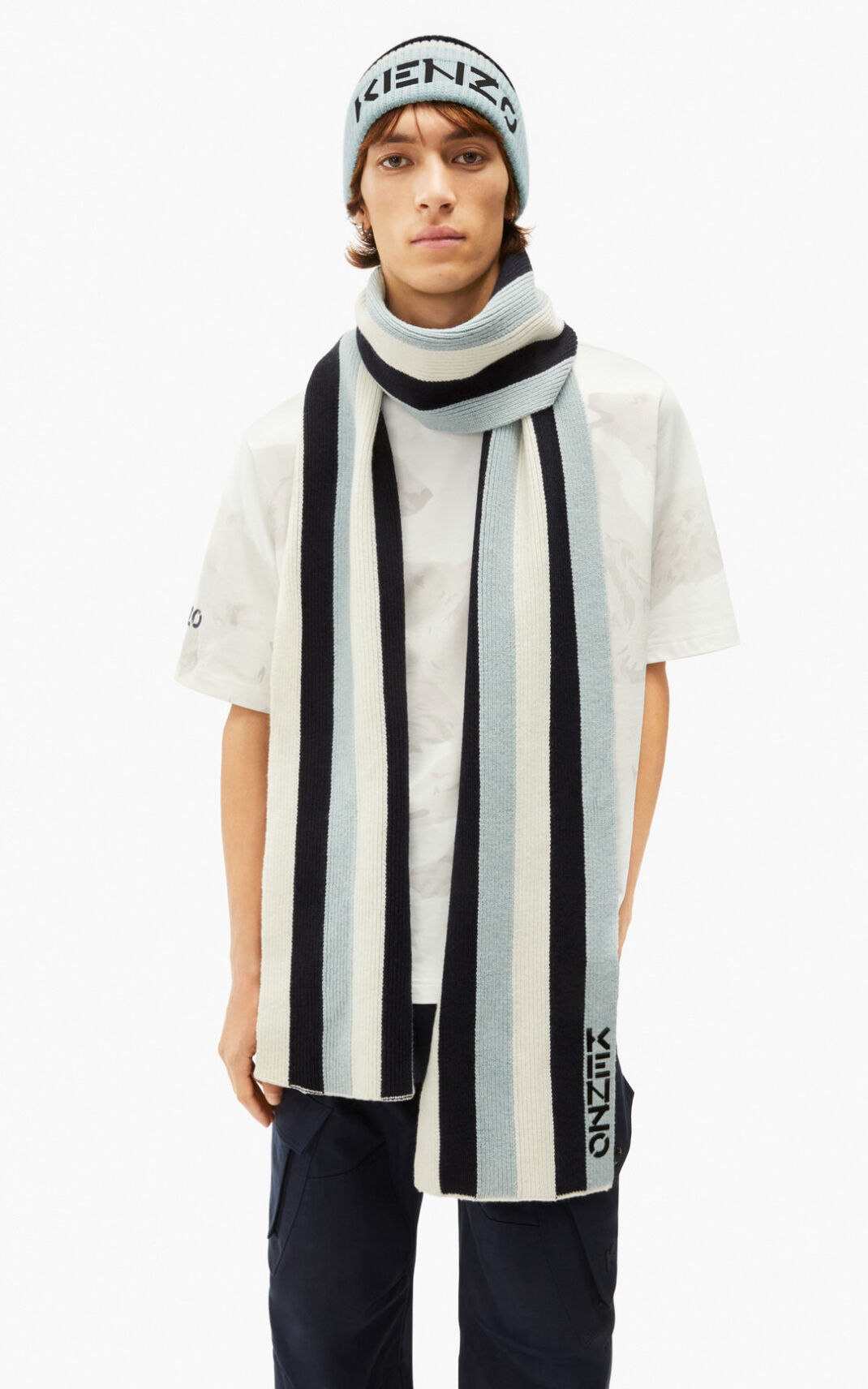 Bufanda Kenzo The Invierno Capsule striped wool Mujer Azules Negras - SKU.8272519